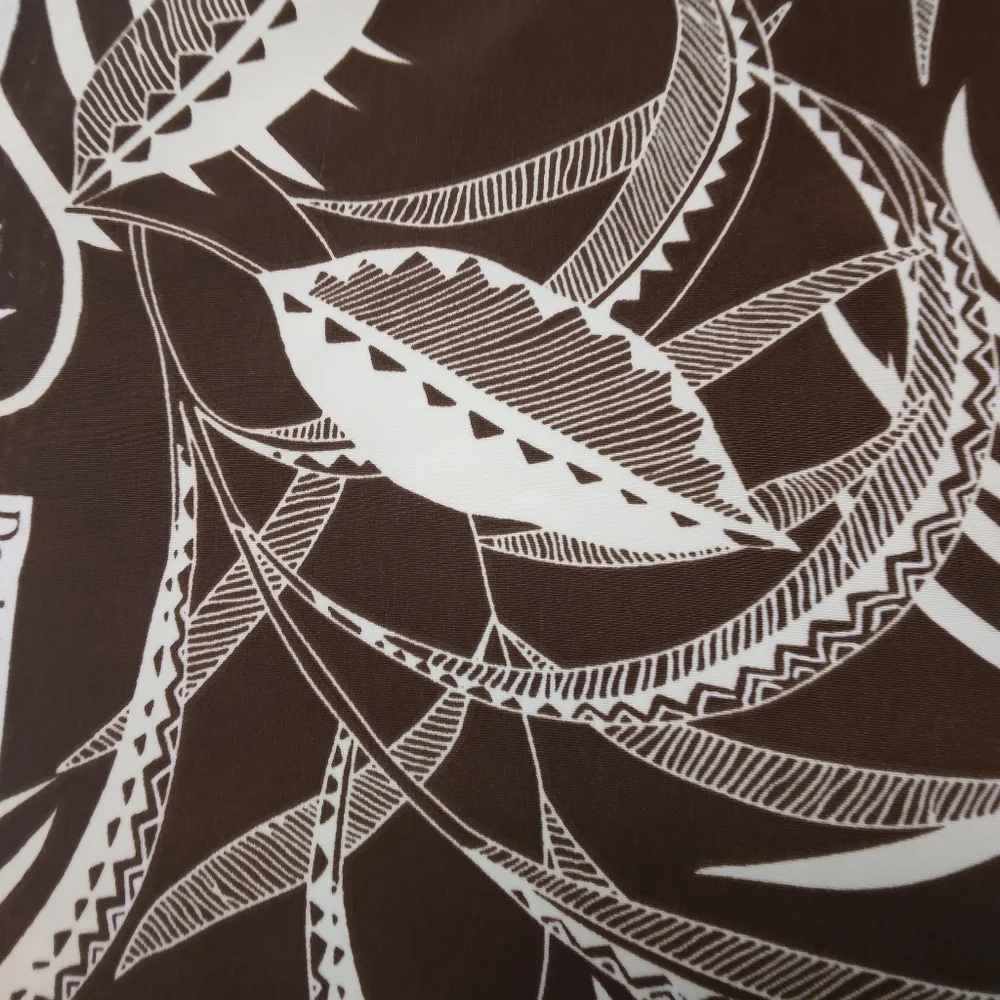 FABRIC Tropical Flora On Brown Synthetic Blend, Beautiful Hand, 2 Yd X 54 In